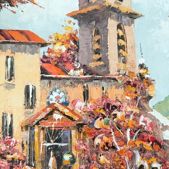 R. Birchard Oil Painting Original Impressionism Signed, Europe City, 22”x26”